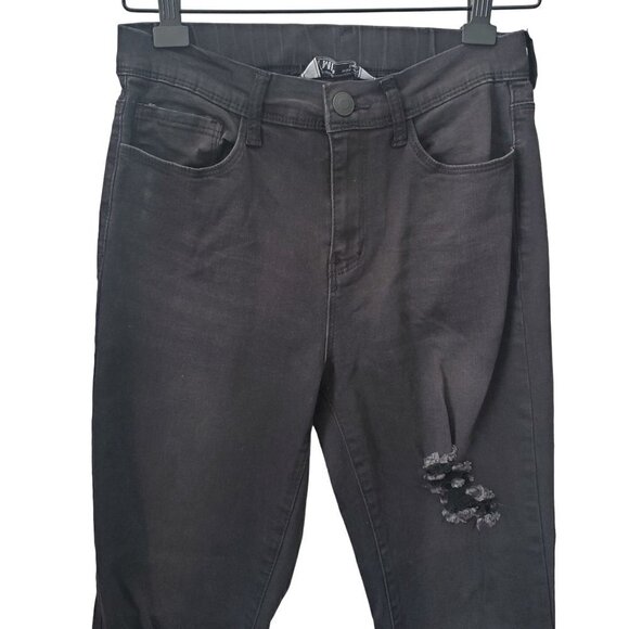 Ymi Black Distressed Stretch High Rise Skinny Denim Jeans Size Medium W26 x 29.5 - Picture 3 of 10